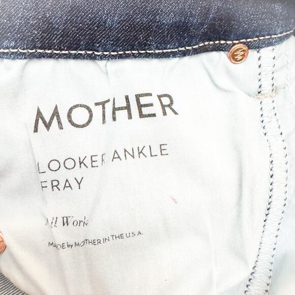 Mother Looker Ankle Fray All Work Dark Wash Denim Skinny Jeans Raw Hem Size 26 - Picture 9 of 10